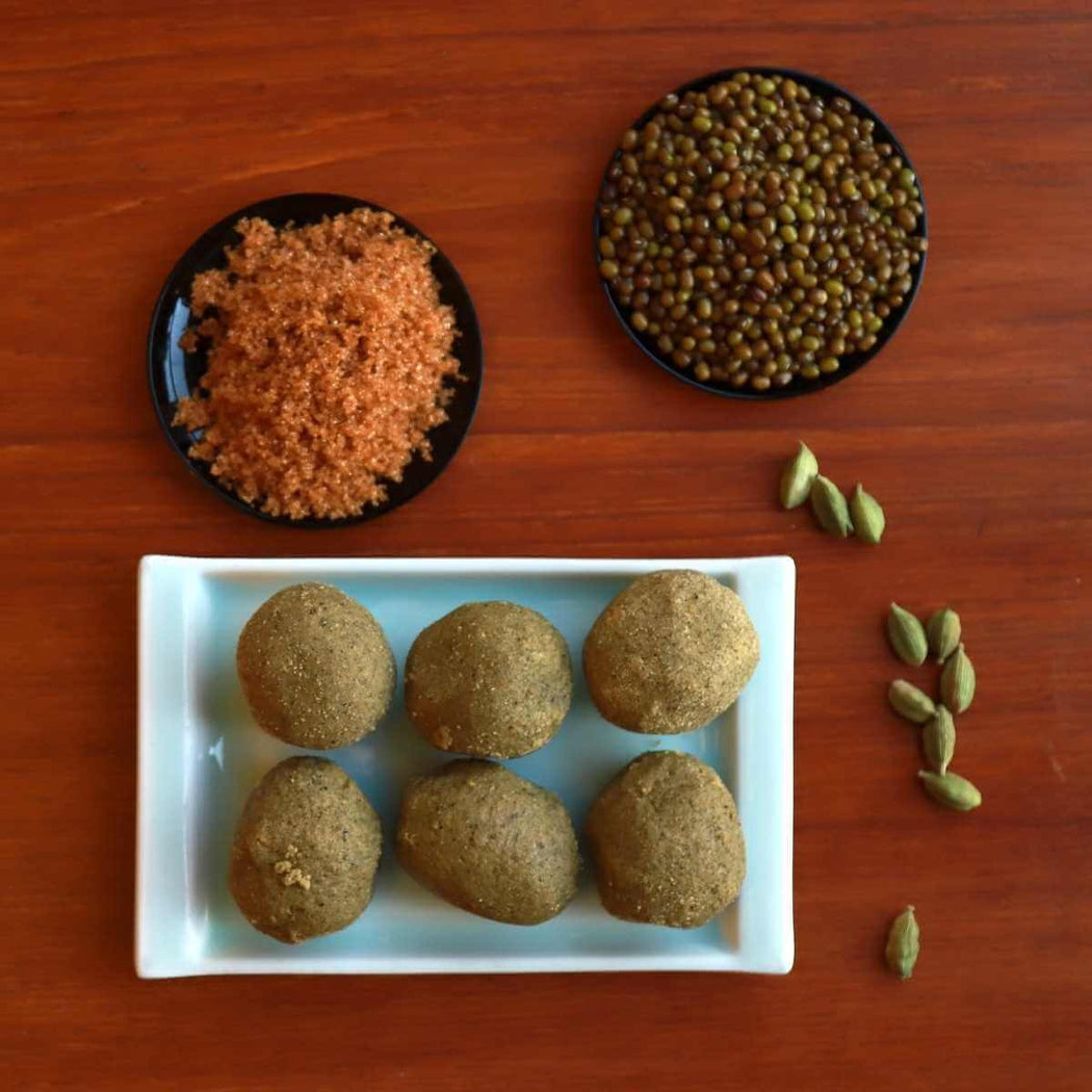Green Moong Dal/Pasi Paruppu Laddu- Snackative - 